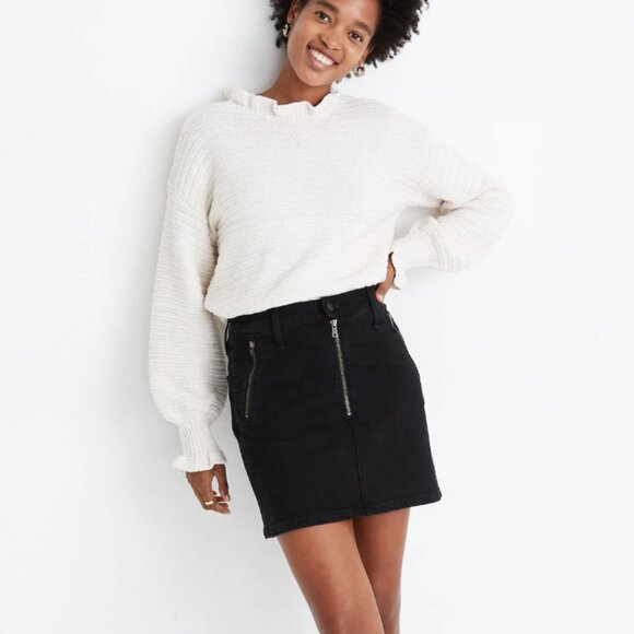 Madewell Stretch Denim Straight Mini Skirt Zip Pocket Edition - Picture 1 of 8